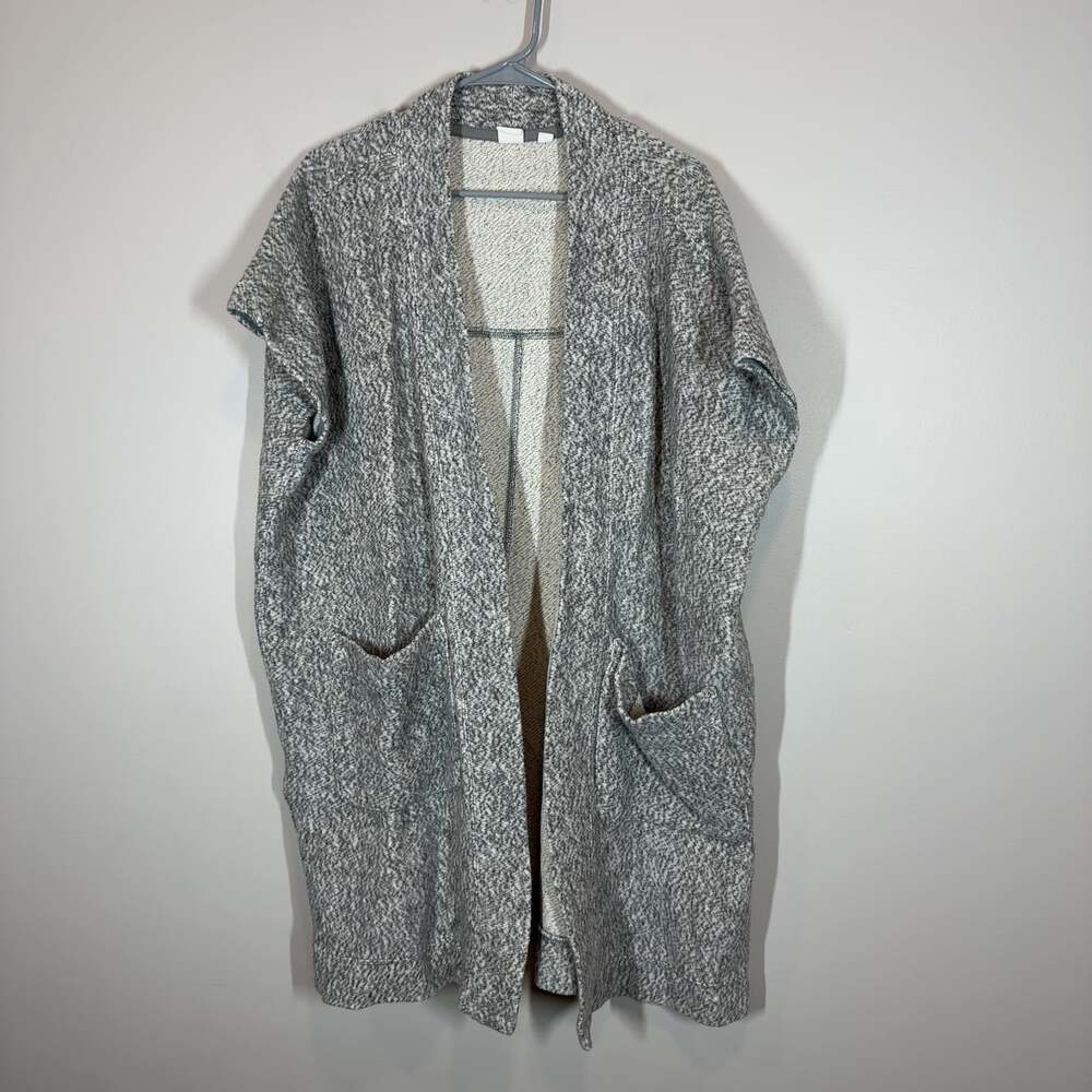GAP Grey Marled Open Front Vest Cardigan Pocket Layering Piece Size Medium